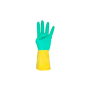 Guantes de Látex Bicolor Reforzados Reutilizables Verde/Amarillo  Cuatrogasa (1 par)