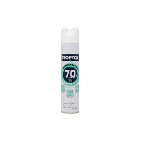 Spray aerosol desinfectante mascarillas, tejidos y superficies 70% Alc. STOPTOX 300 ml