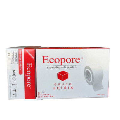 Esparadrapo de Plástico Hipoalergénico Ecopore 2.5cm | Caja 12 Uds