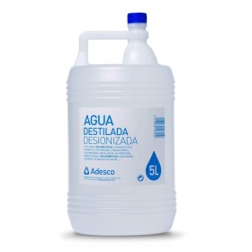 Agua Destilada Desionizada 5 litros para laboratorio, cosmética, odontología, tatuajes y más aplicaciones profesionales.