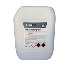 Desengrasante alcalino profesional ALVA-Motorgrass de ALVAIND en garrafa de 22 kg, ideal para automoción e industria.