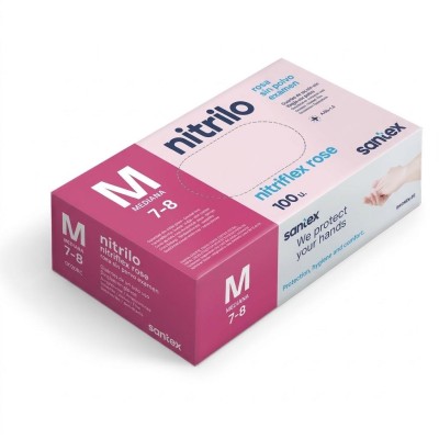 Guantes de Nitrilo Rosa Nitriflex - Caja 100 Uds - Santex
