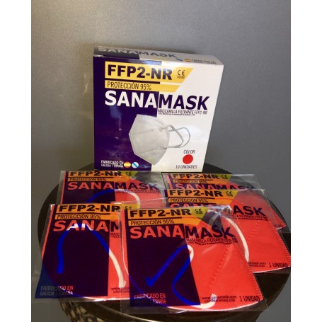 Mascarilla Adulto FFP2 Sanamask Roja fabricadas en España Caja de 10 unidades