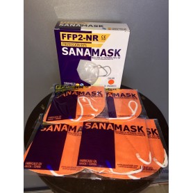 Mascarilla Adulto FFP2 Sanamask Naranja fabricadas en España Caja de 10 unidades