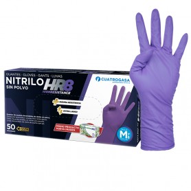 Guantes de Nitrilo Morados HR8 - Caja 50 Uds - Cuatrogasa